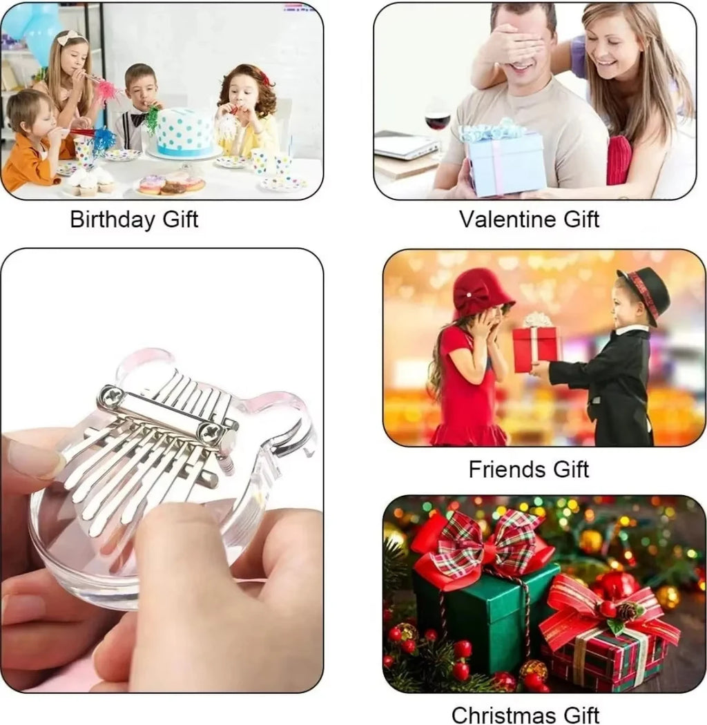 Miwayer Mini 8-Tone Clear Acrylic Finger Piano, Compact Lightweight Kalimba for Beginners Kids Adults Christmas Music Presents