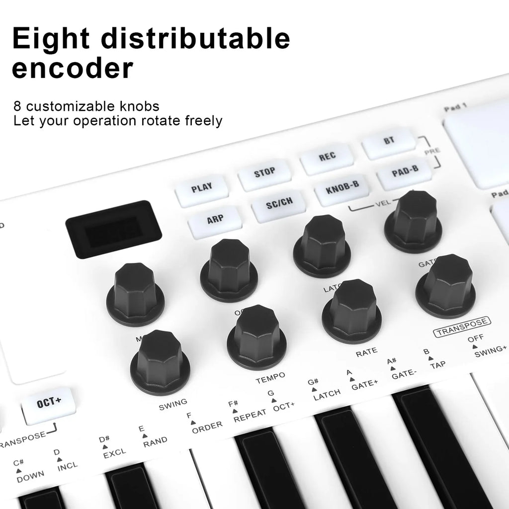 IRIN 25-Key MIDI Controller Keyboard Mini Portable USB Keyboard Piano SMK-25 MIDI Keyboard Controller 8 RGB Backlit Pads 8 Knobs