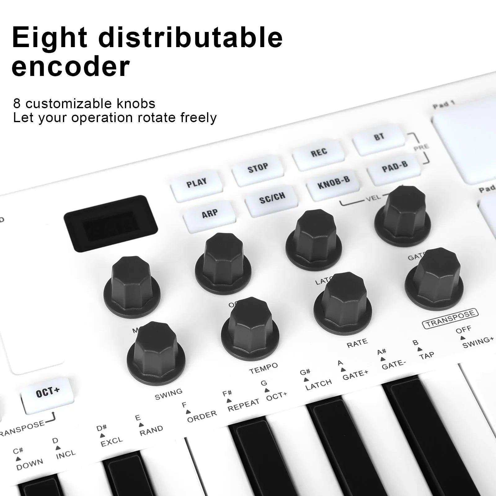 IRIN 25-Key MIDI Controller Keyboard Mini Portable USB Keyboard Piano SMK-25 MIDI Keyboard Controller 8 RGB Backlit Pads 8 Knobs