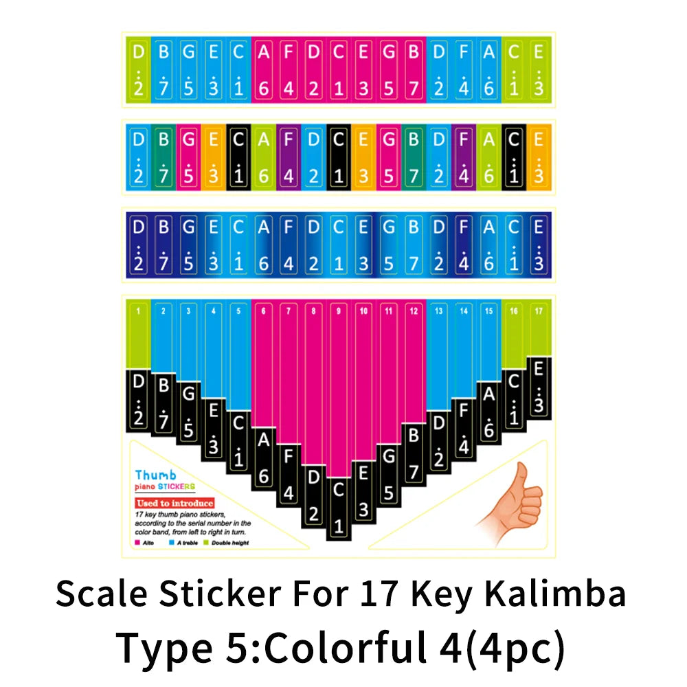 CICADANCE Kalimba Scale Sticker 17/21/34 Key Calimba Note Sticker Thumb Piano Music Learning Accessories For Beginner Kids