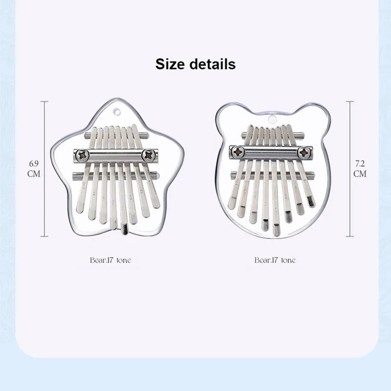 Hluru 8 Keys Mini Kalimba Transparent Crystal Kalimba Acrylic Thumb Piano Acoustic Finger Piano Portable Music Instrument ﻿ ﻿
