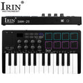 IRIN 25-Key MIDI Controller Keyboard Mini Portable USB Keyboard Piano SMK-25 MIDI Keyboard Controller 8 RGB Backlit Pads 8 Knobs