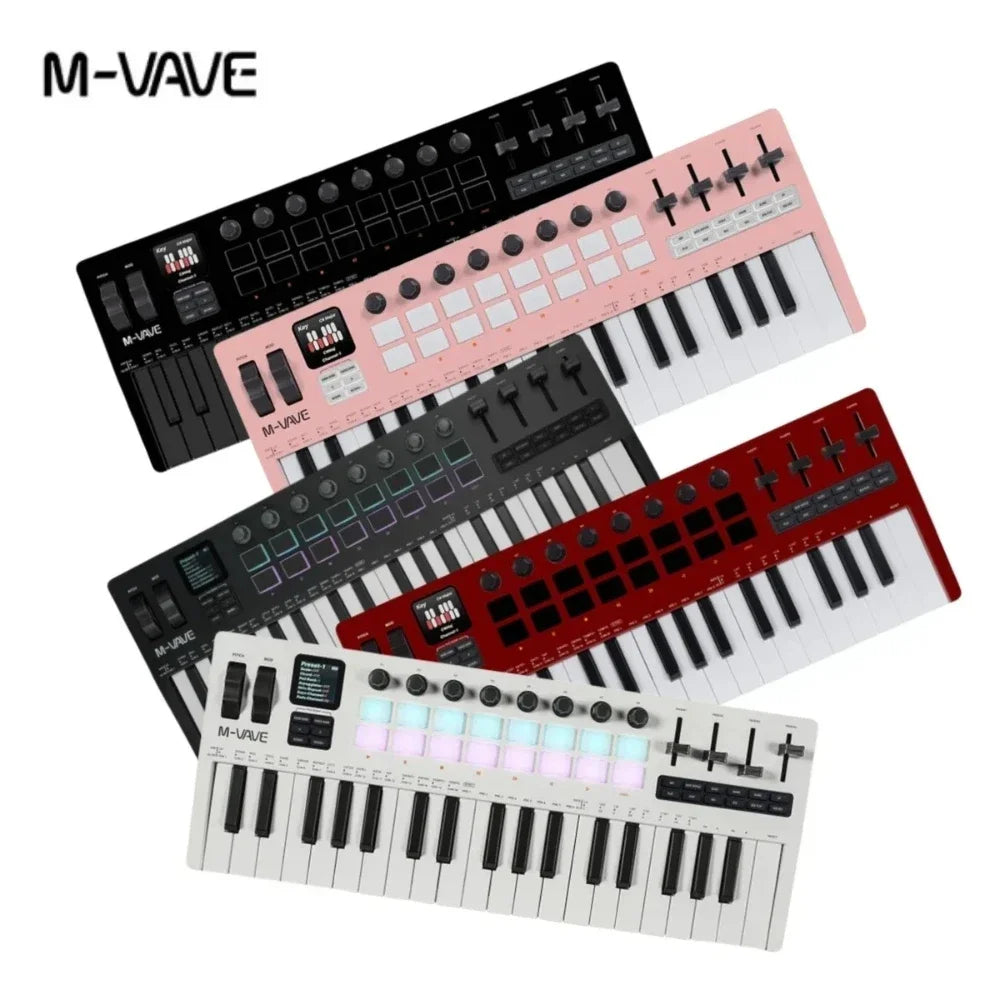 M-VAVE SMK-37 Pro Keyboard 37 Key MIDI Controller With Built-in Synth Engine 8 Knobs + 16 RGB Pads 37 Key MIDI Controller