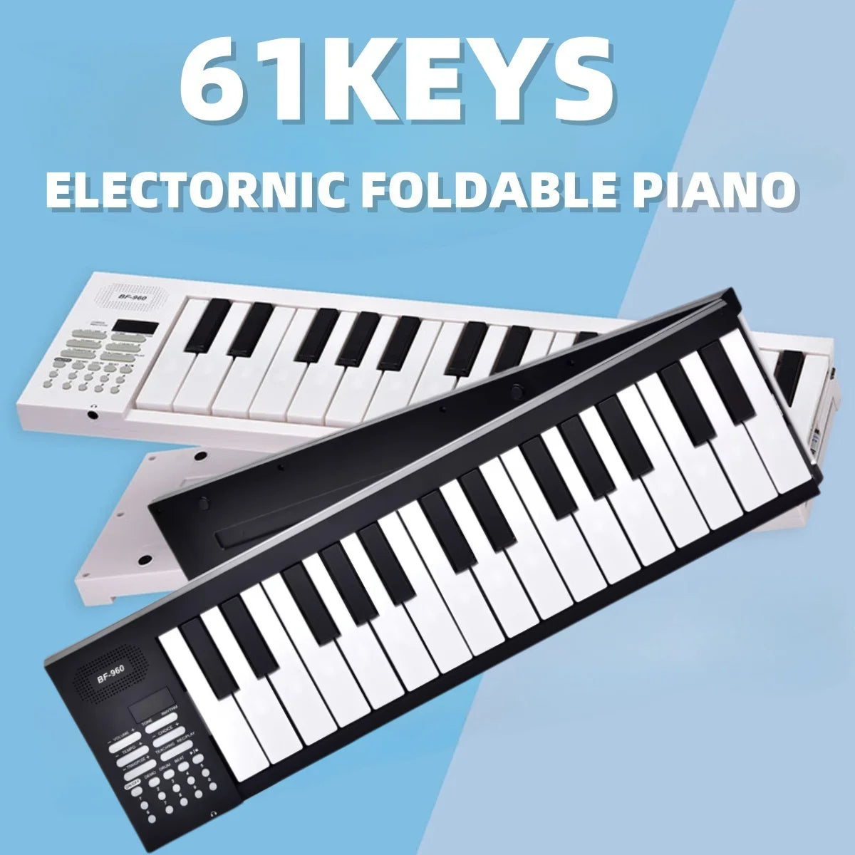 Miwayer 61-Key Electronic Piano Keyboard 180° w/16 Tones/100 Rhythms/25 Demos/USBpower cord/Built-in Battery Digital Piano