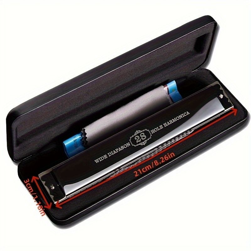 Black 28-hole harmonica, double-row harmonica, professional harmonica, diatonic harmonica, music accessory, harmonica for beginners, harmonica for professionals, Australian music store