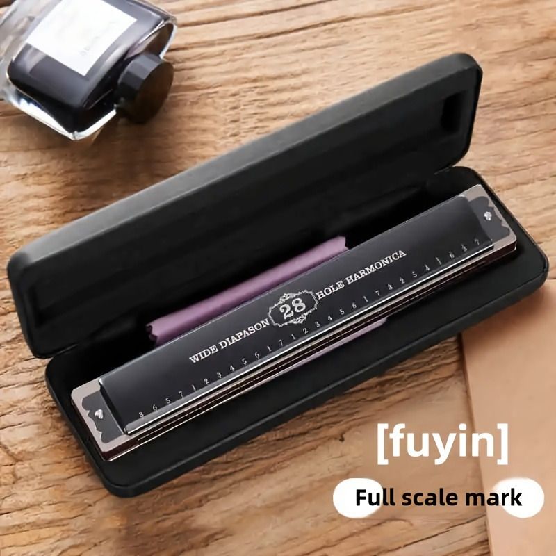 Black 28-hole harmonica, double-row harmonica, professional harmonica, diatonic harmonica, music accessory, harmonica for beginners, harmonica for professionals, Australian music store