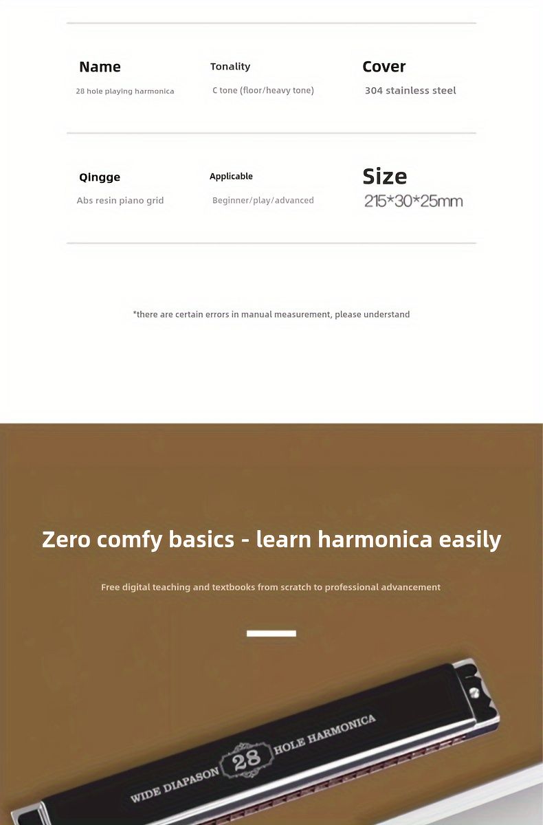 Black 28-hole harmonica, double-row harmonica, professional harmonica, diatonic harmonica, music accessory, harmonica for beginners, harmonica for professionals, Australian music store