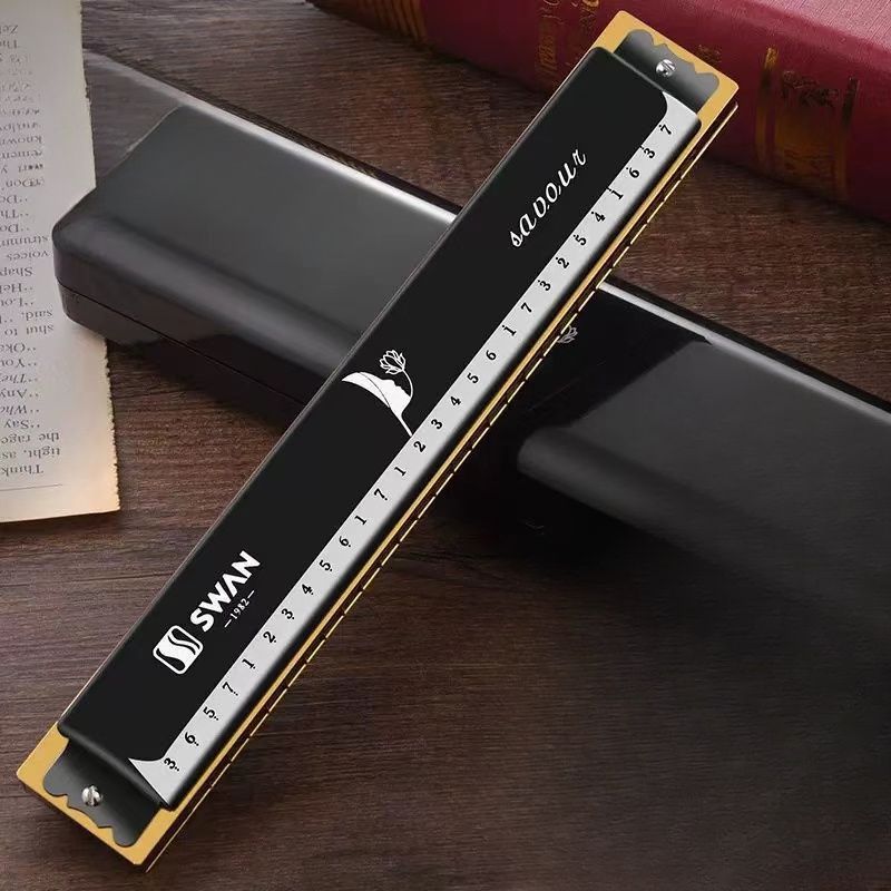 Black 28-hole harmonica, double-row harmonica, professional harmonica, diatonic harmonica, music accessory, harmonica for beginners, harmonica for professionals, Australian music store