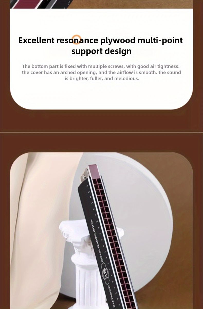 Black 28-hole harmonica, double-row harmonica, professional harmonica, diatonic harmonica, music accessory, harmonica for beginners, harmonica for professionals, Australian music store