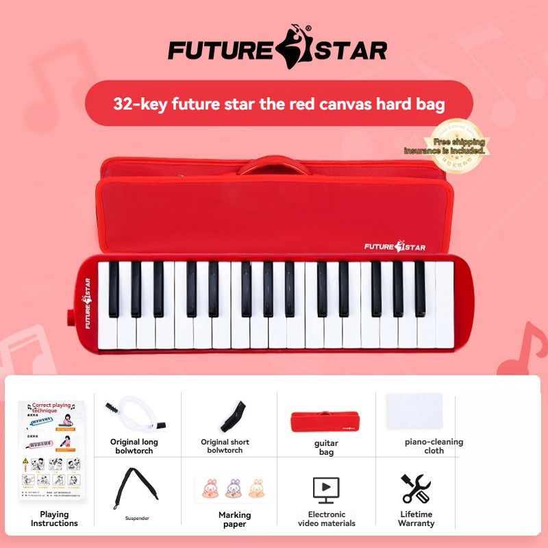 32-key melodica, student melodica, children melodica, beginner musical instrument, classroom instrument, melodica with blow-tube, melodica with mouthpiece, kids keyboard harmonica, school music supply, melodica for kids Australia - Black - Size 32