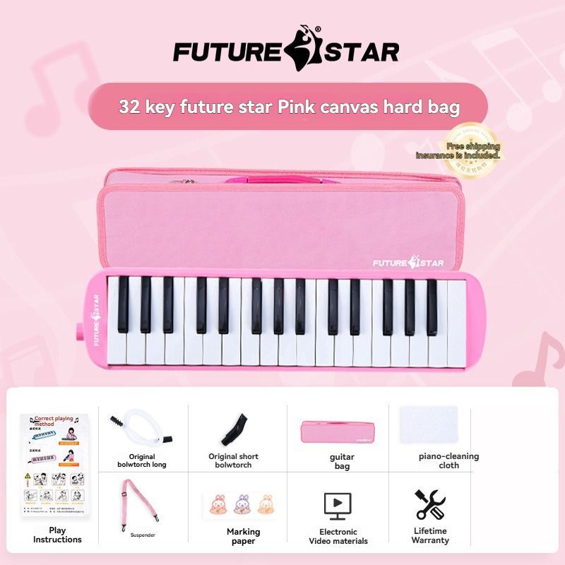 32-key melodica, student melodica, children melodica, beginner musical instrument, classroom instrument, melodica with blow-tube, melodica with mouthpiece, kids keyboard harmonica, school music supply, melodica for kids Australia - Green - Size 32