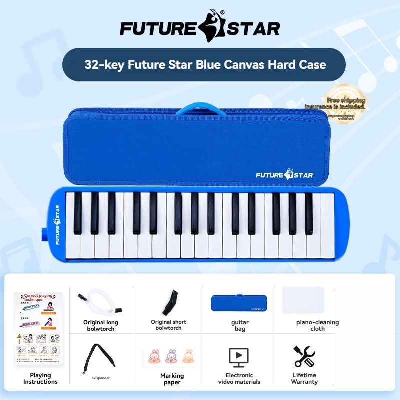32-key melodica, student melodica, children melodica, beginner musical instrument, classroom instrument, melodica with blow-tube, melodica with mouthpiece, kids keyboard harmonica, school music supply, melodica for kids Australia - Pink - Size 32