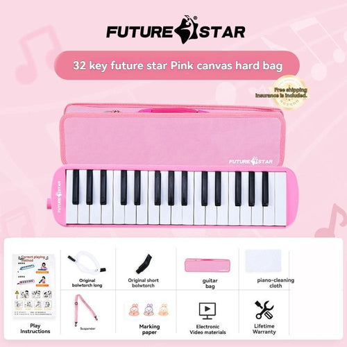 32-Key Melodica with Blow Tube and Mouthpiece for Kids – Red