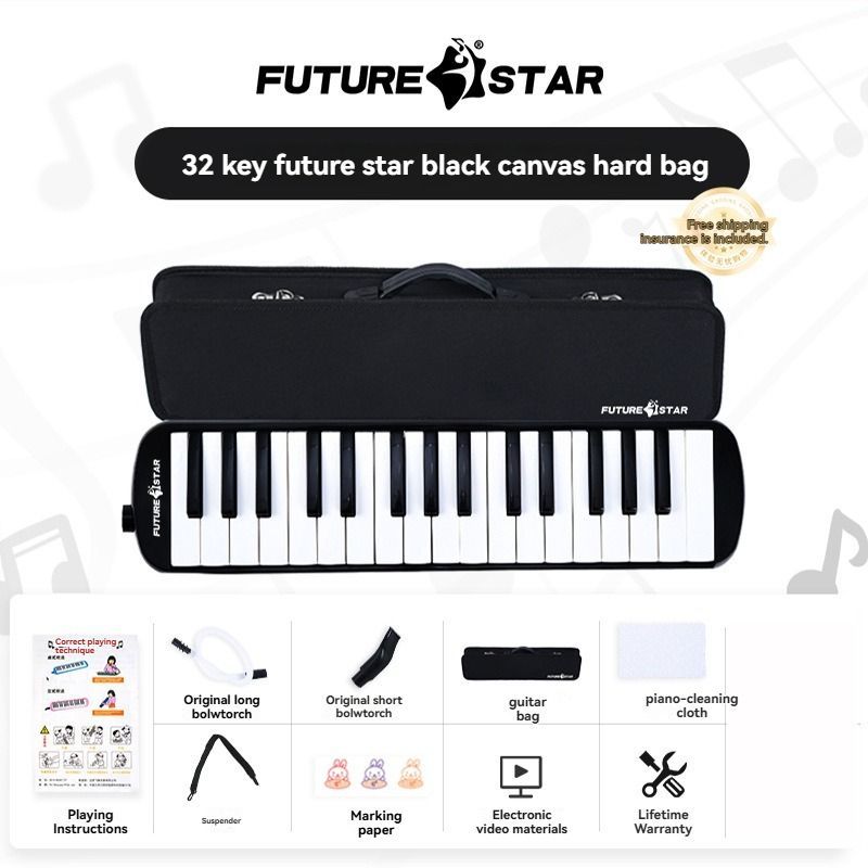 32-key melodica, student melodica, children melodica, beginner musical instrument, classroom instrument, melodica with blow-tube, melodica with mouthpiece, kids keyboard harmonica, school music supply, melodica for kids Australia - Red - Size 32