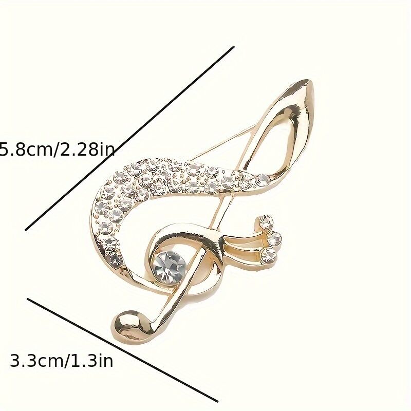 **Lively Musical Note Brooch: 5.8cm Gilded Movement, an Artistic Verse in Everyday Wear**