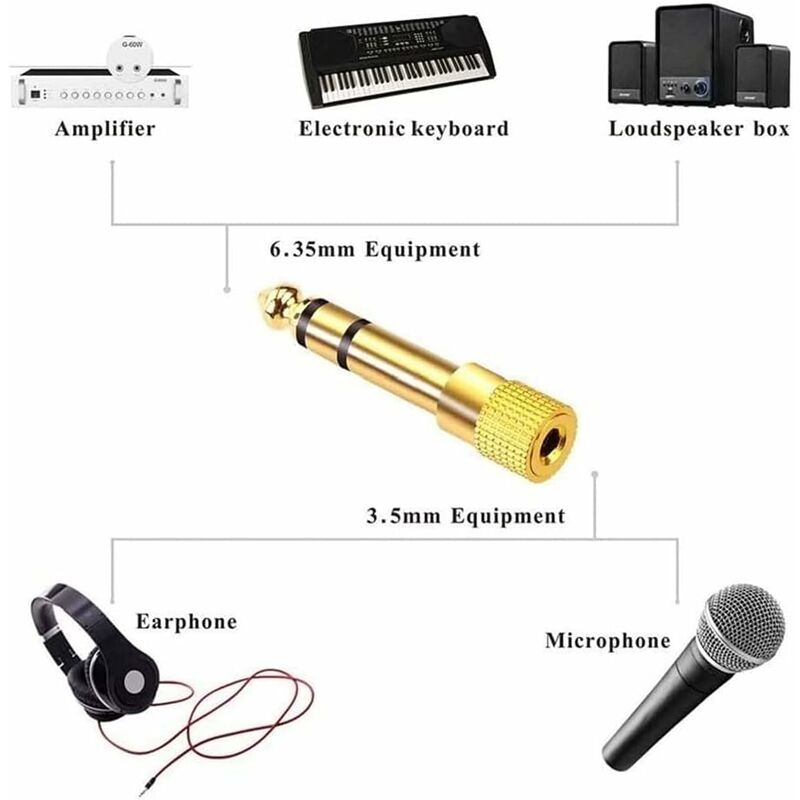 6.35Mm Male To 3.5Mm Female Jack Adapter, Headphone Audio Jack For Audio Mixer/Electric Piano/Keyboard