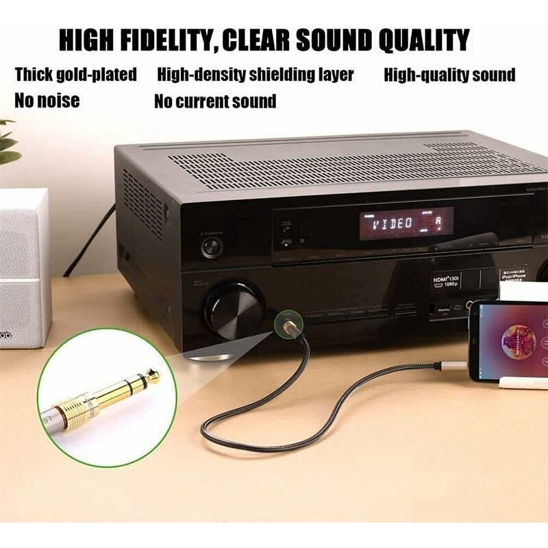 6.35Mm Male To 3.5Mm Female Jack Adapter, Headphone Audio Jack For Audio Mixer/Electric Piano/Keyboard