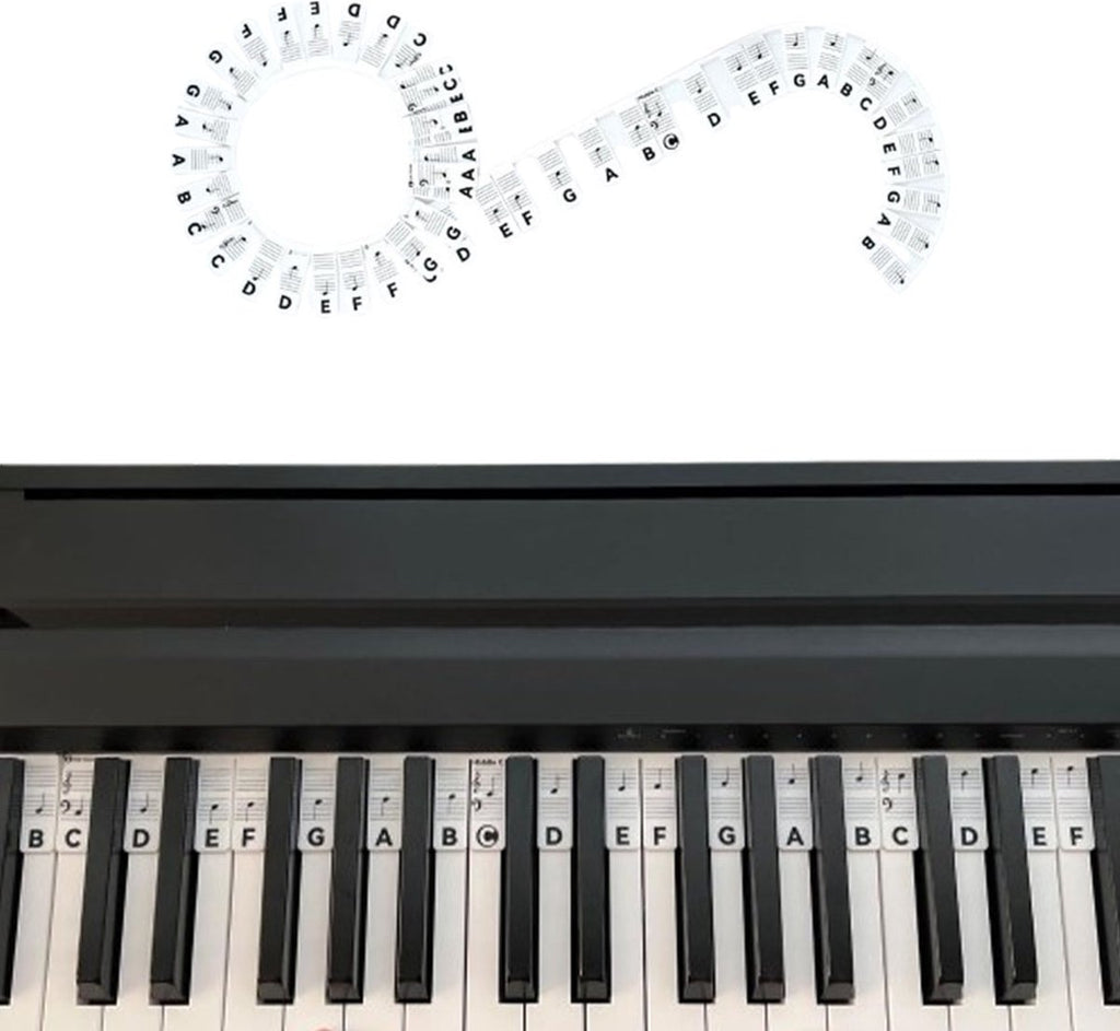 Removable Silicone Piano Stickers - 88 Keys - Key Guide - Keyboard Stickers - Reusable - Learn Music Notes Easily - Learn to Play Strip - Includes Storage Box - For Beginners