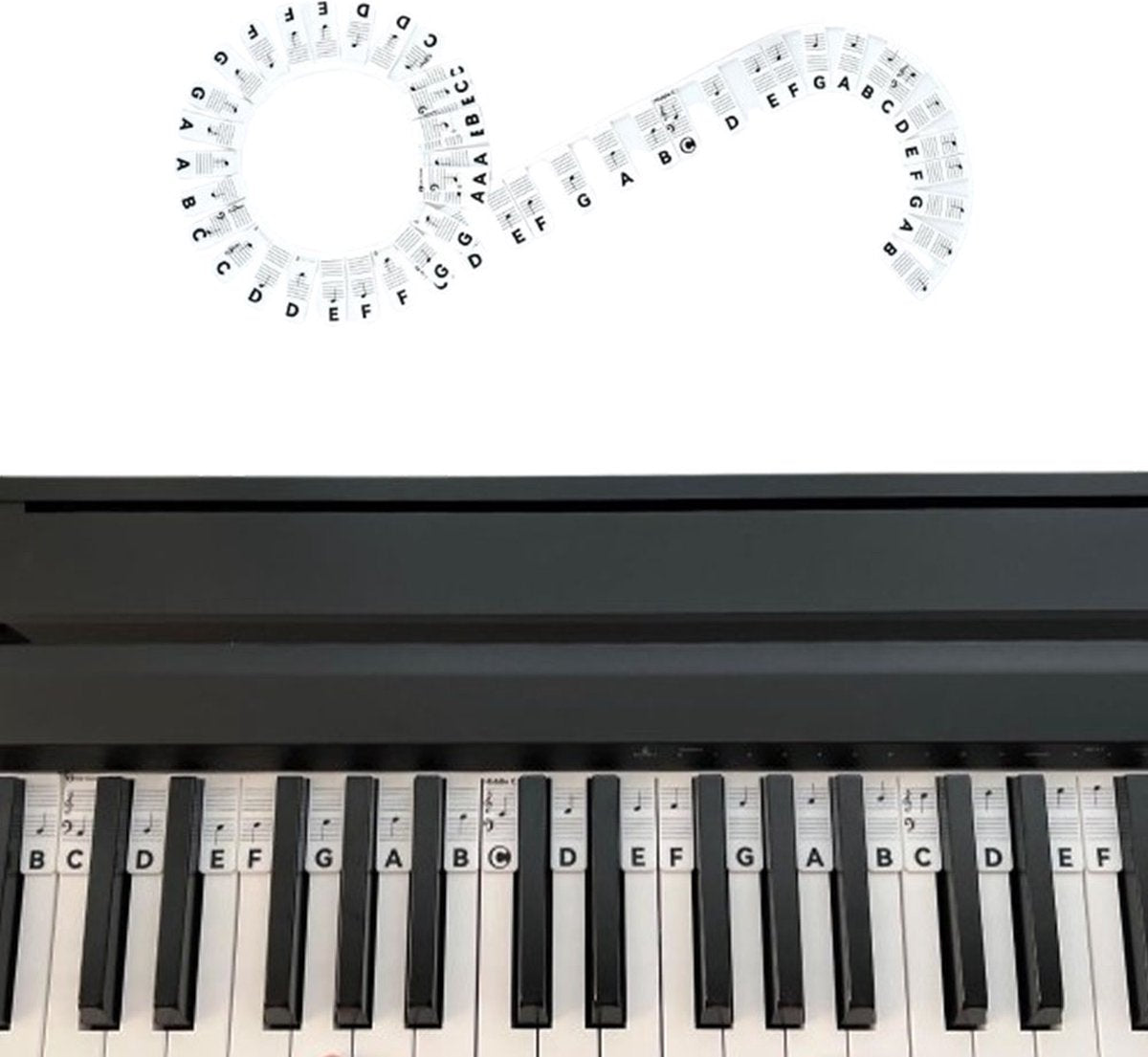 Removable Silicone Piano Stickers - 88 Keys - Key Guide - Keyboard Stickers - Reusable - Learn Music Notes Easily - Learn to Play Strip - Includes Storage Box - For Beginners
