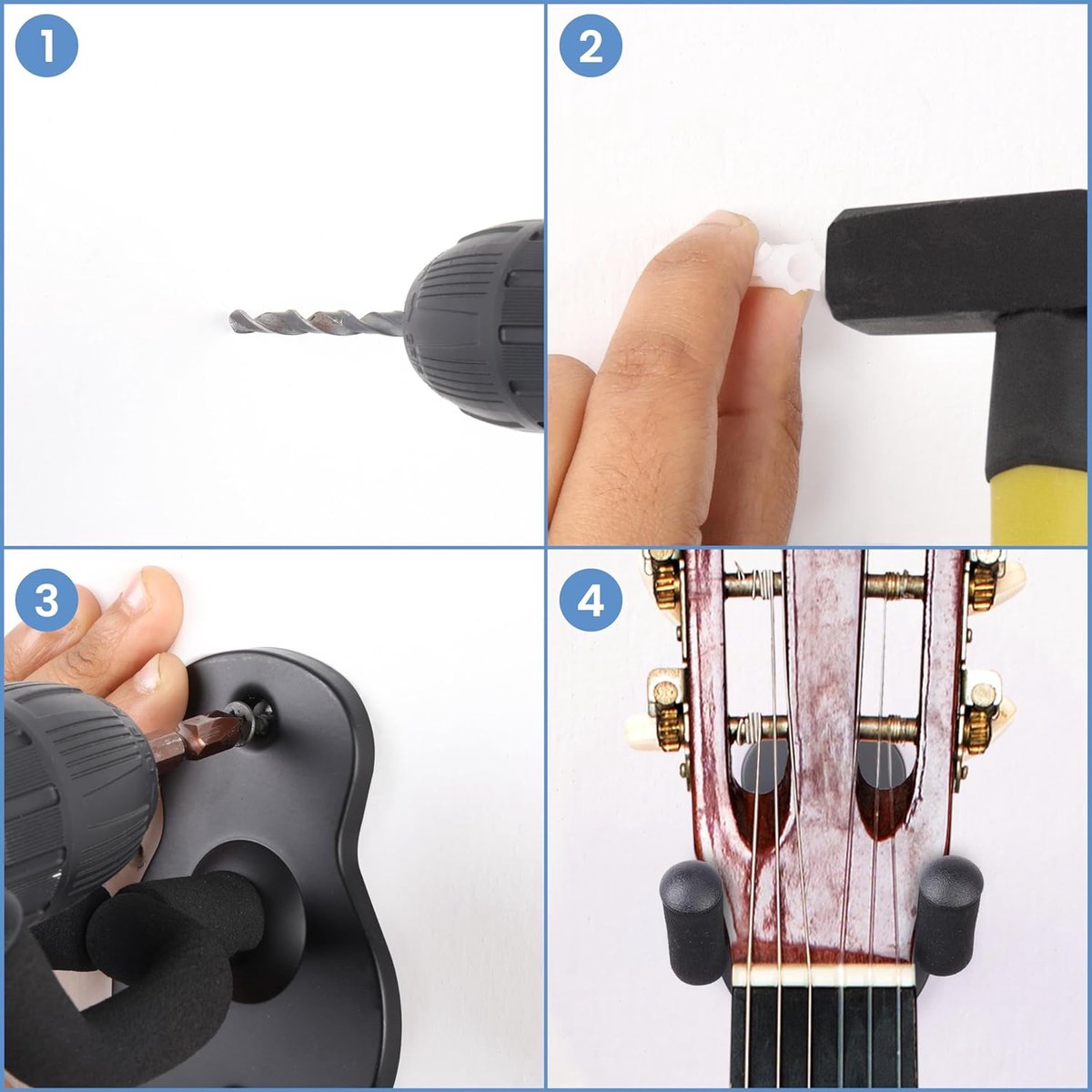 Guitar Wall Bracket - 2 Pieces - Guitar Hook - Wall Mount for Hanging Guitar - Guitar Holder - Guitar Hanger - Guitar Support - Wall Hook - Guitar Hook - Wall-Mounted Guitar Holder - Guitar Accessories - Wall Bracket - Hanger - Hook - Wall Support