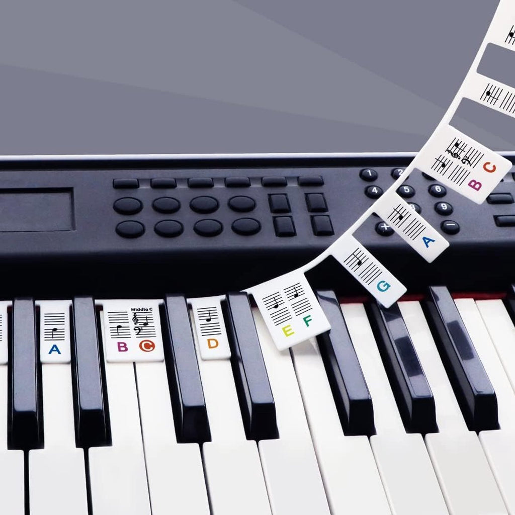 Piano/Keyboard Stickers - 88 keys - Removable Piano Key Stickers - piano stickers - Silicone - learn to play strip - Piano key stickers - Reusable - removable - with numbers - Easily Learn Music Notes - for beginners