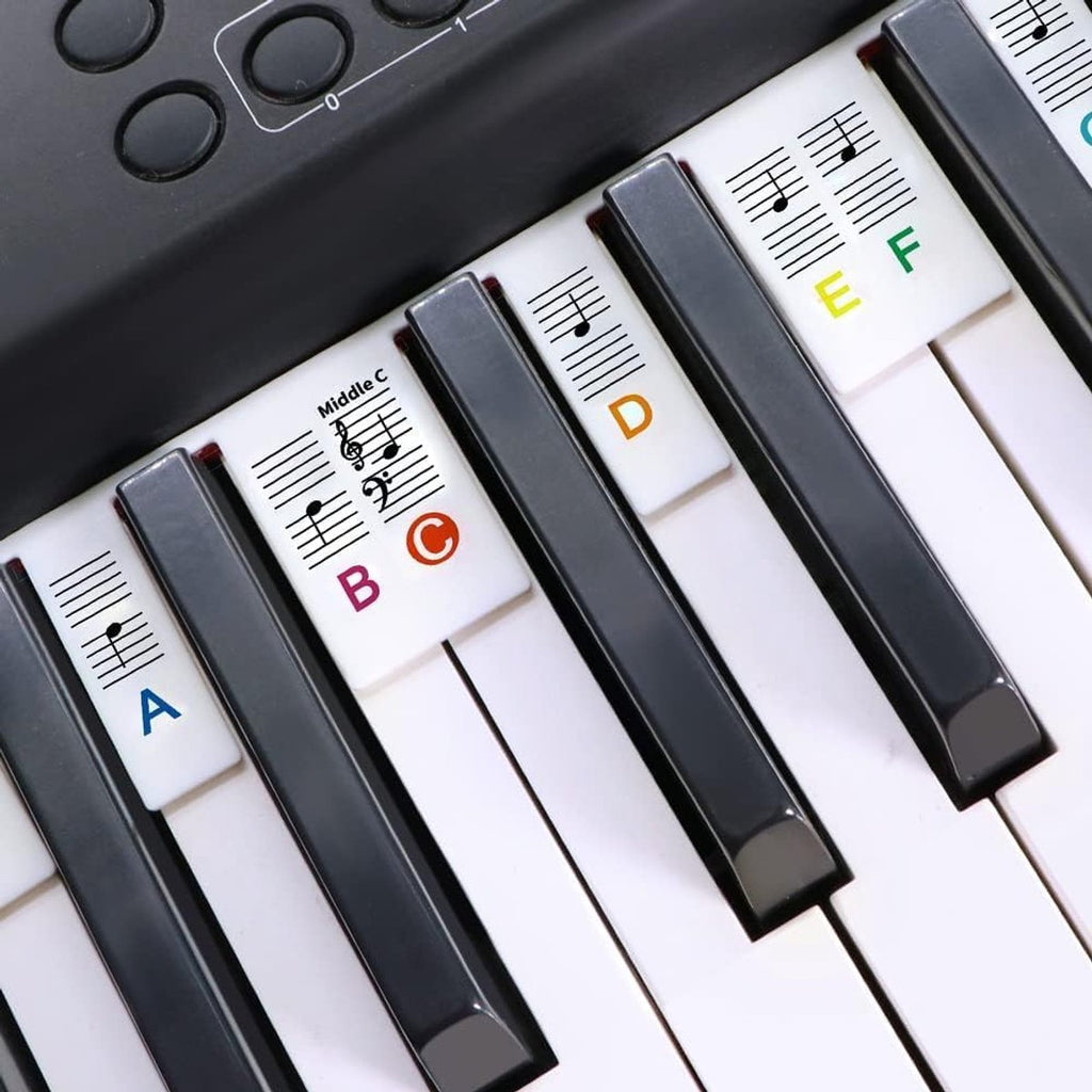 Piano/Keyboard Stickers - 88 keys - Removable Piano Key Stickers - piano stickers - Silicone - learn to play strip - Piano key stickers - Reusable - removable - with numbers - Easily Learn Music Notes - for beginners