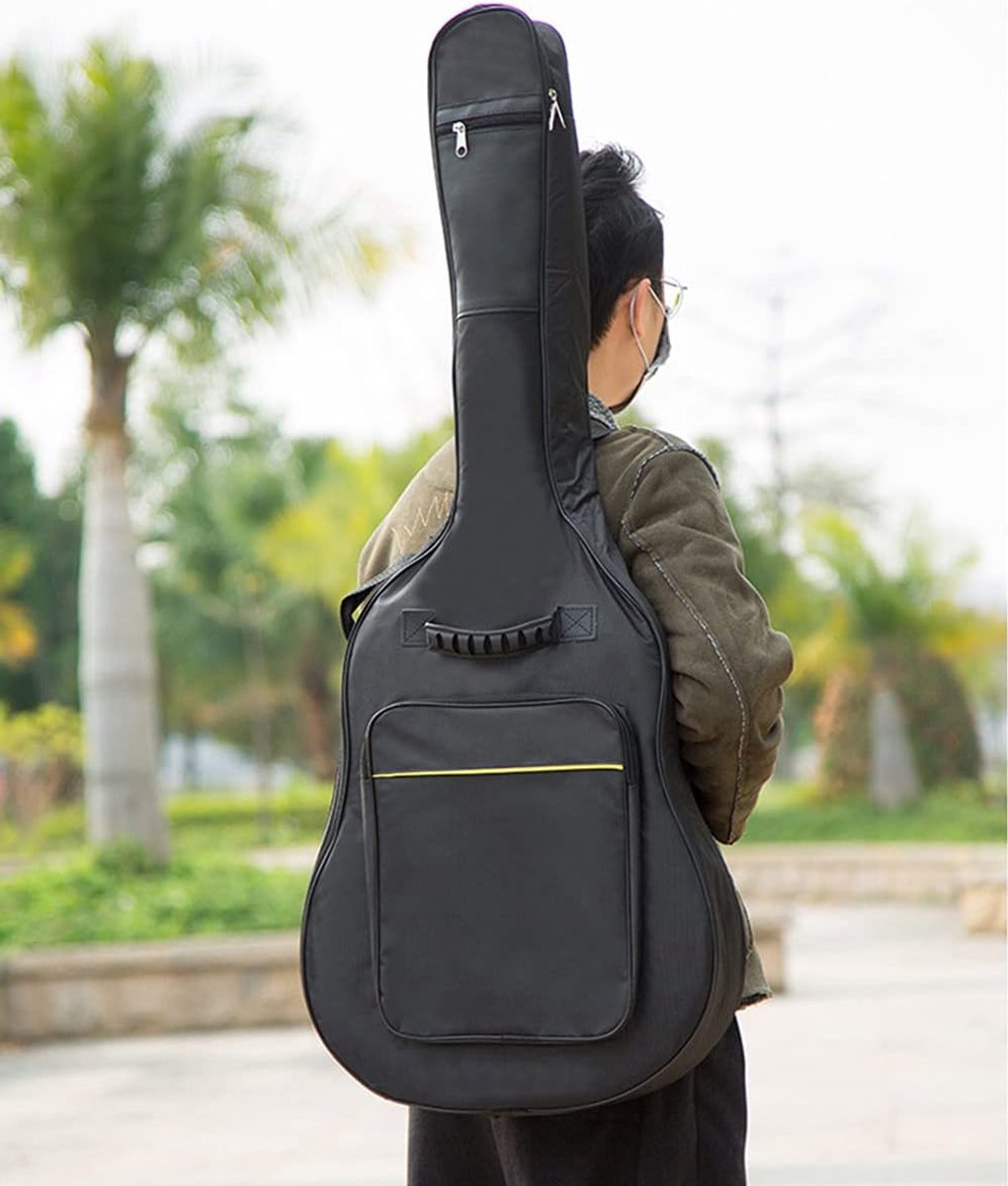 Classic guitar case - Acoustic guitar case - Backpack with exterior pocket and handles - Guitar backpack - Guitar case - Padded - Waterproof - For electric guitars - Black