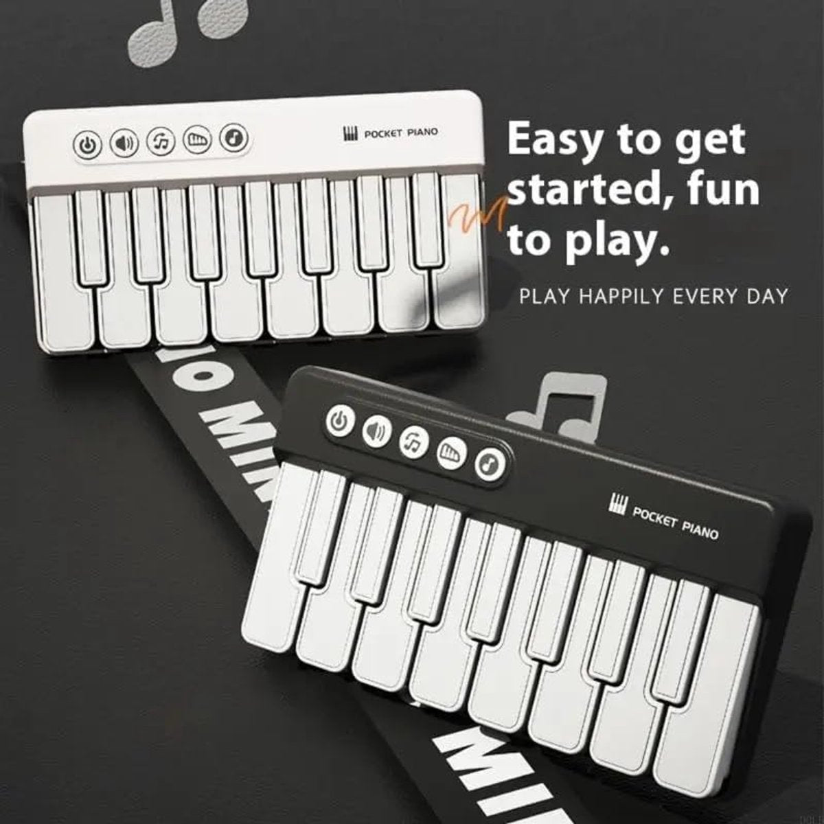 Mini Keyboard Piano - Piano for Kids - Toys for Children - Educational Toys - Portable Pocket Piano - Black