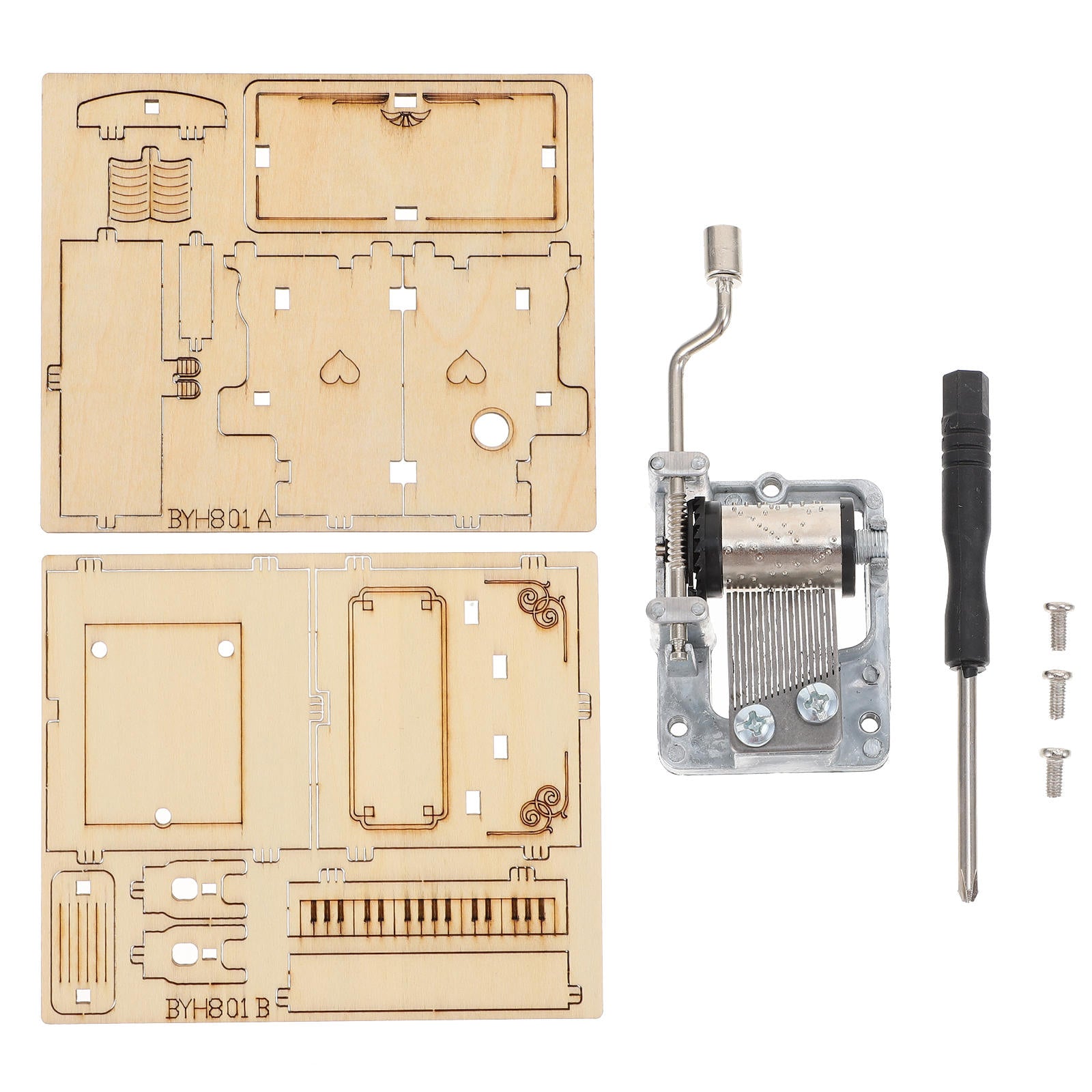 Worgeous 2-Piece Wooden Assembly Puzzle Craft Kit Desktop Musical Piano Model for Adults Teens