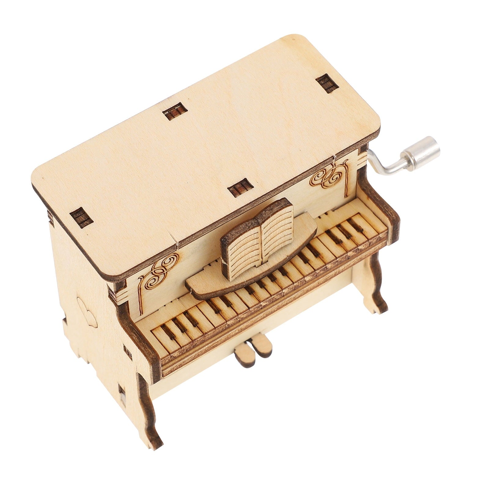 Worgeous 2-Piece Wooden Assembly Puzzle Craft Kit Desktop Musical Piano Model for Adults Teens
