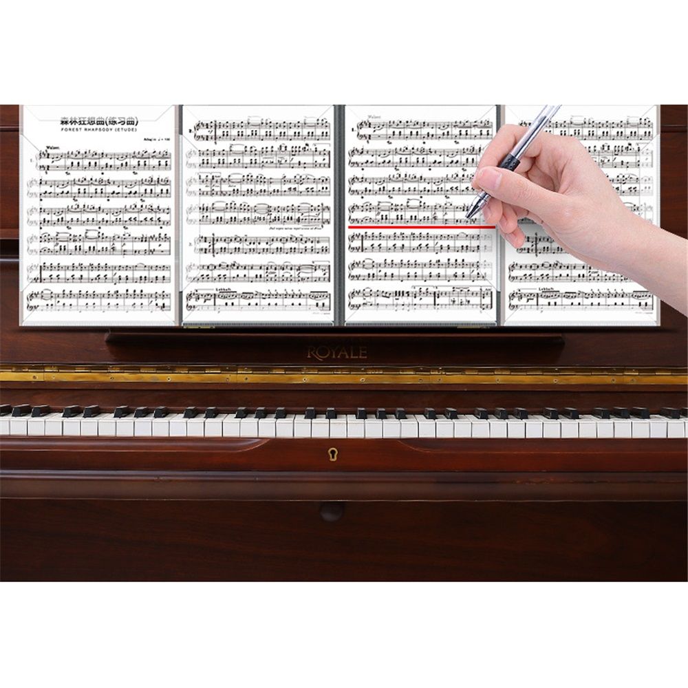 Sheet Music Folder,  Music Binder, 4 Page Expand,20 Pages Capacity, Writable Choir Folder, Black