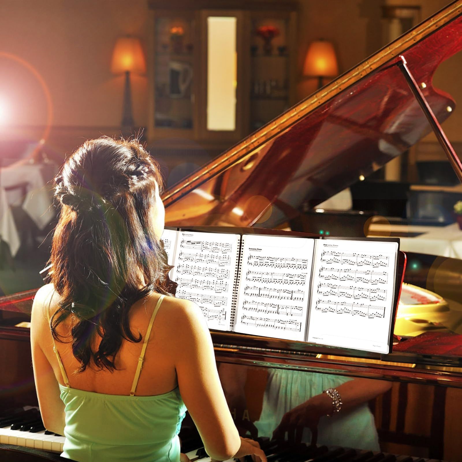 Sheet Music Folder,  Music Binder, 4 Page Expand,20 Pages Capacity, Writable Choir Folder, Black