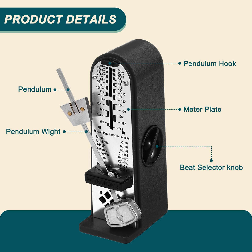 Mechanical Metronome Portable Mini Universal Metronome 11cm Height for Piano Guitar Violin Ukulele Chinese Zither Music Instrument