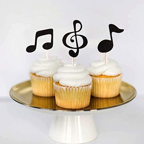 36 Pcs Music Notes Cupcake Toppers for Music Themed Party Decorations Glitter Musical Symbols Cupcake Picks for Baby Shower