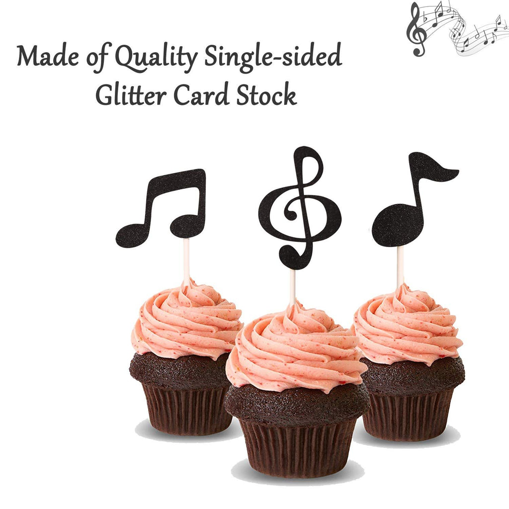 36 Pcs Music Notes Cupcake Toppers for Music Themed Party Decorations Glitter Musical Symbols Cupcake Picks for Baby Shower