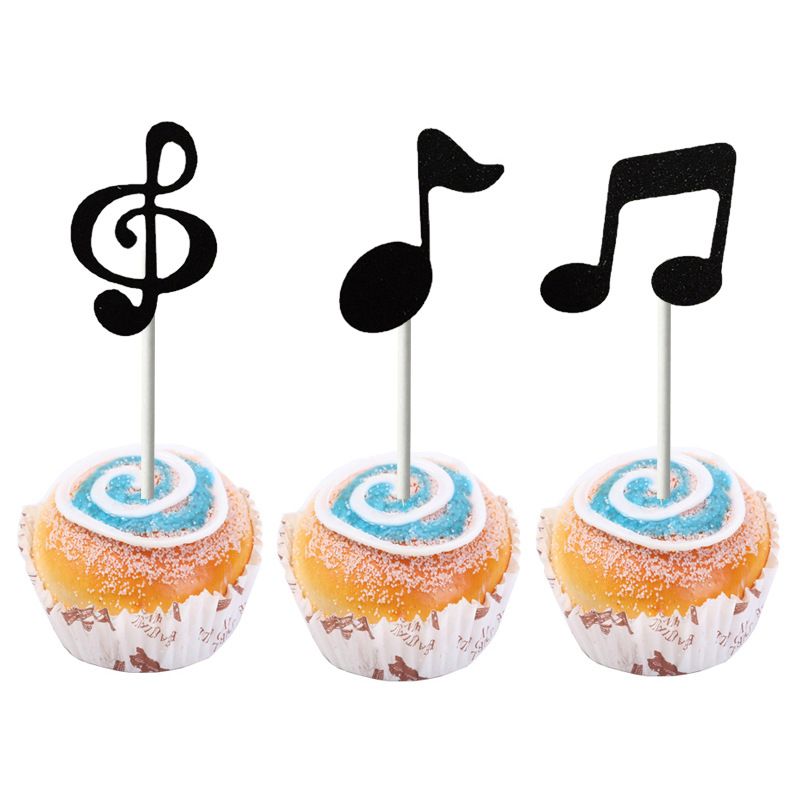 36 Pcs Music Notes Cupcake Toppers for Music Themed Party Decorations Glitter Musical Symbols Cupcake Picks for Baby Shower