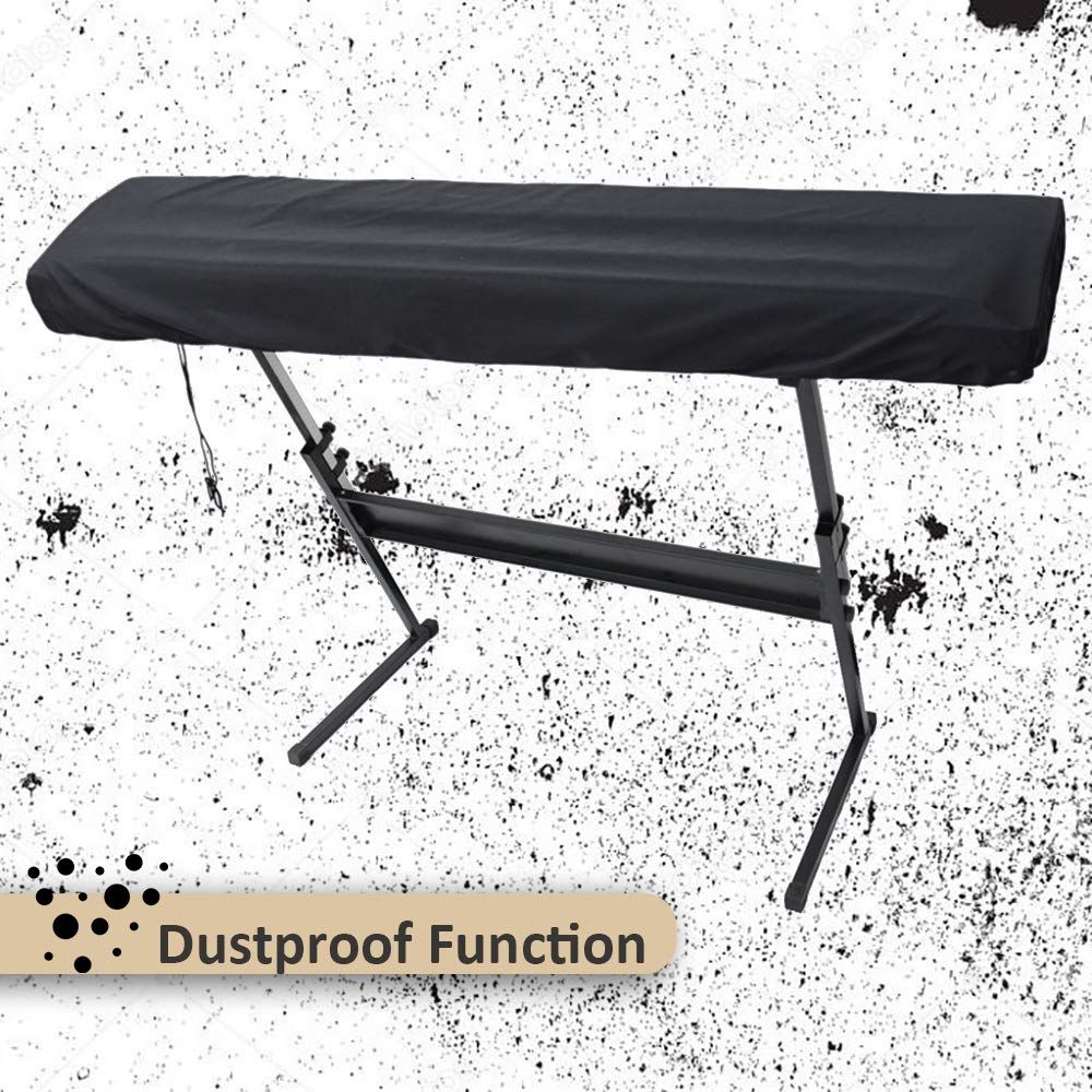 61 Keys Electronic Piano Keyboard Dust Cover Waterproof Stretchable Digital Protector Bags with Adjustable Elastic Cord Black