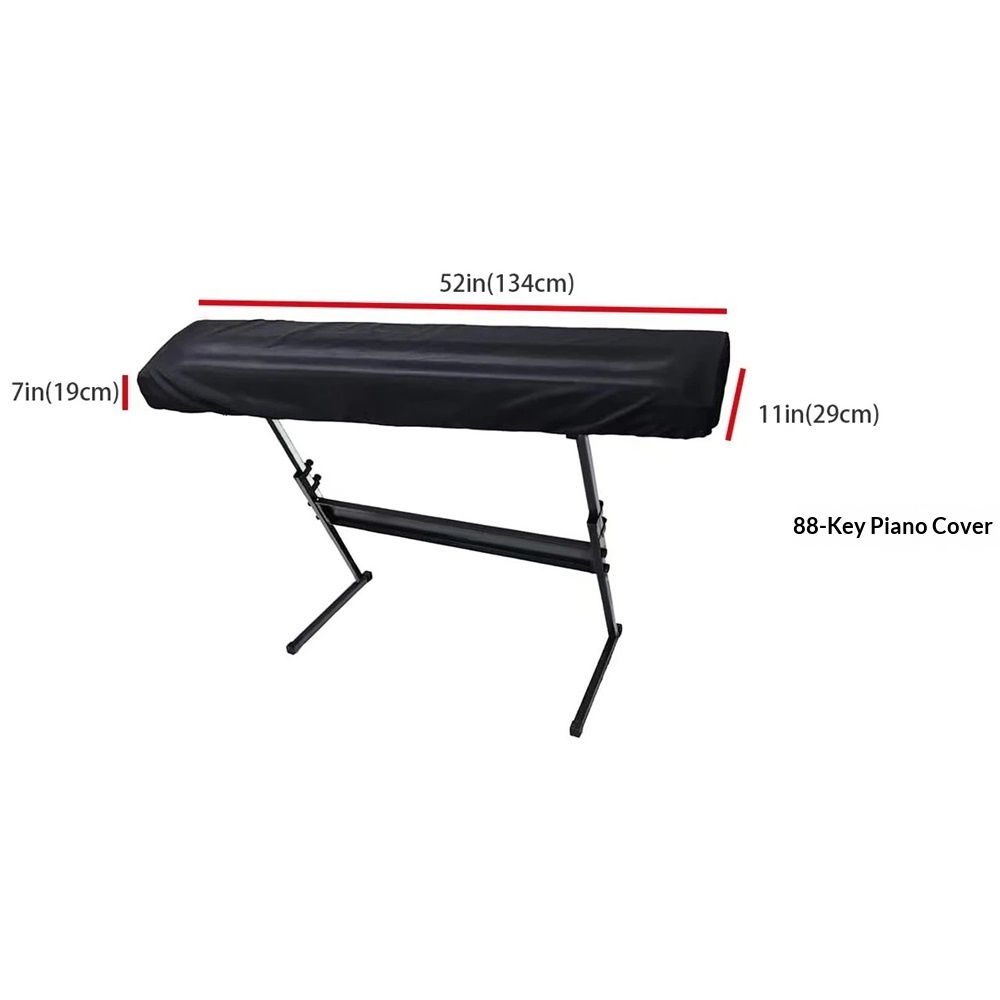 88 Key Keyboard Dust Cover - Stretchable Fabric Protector for Digital Piano & Electronic Keyboards (Black) - Universal Fit with Storage Bag