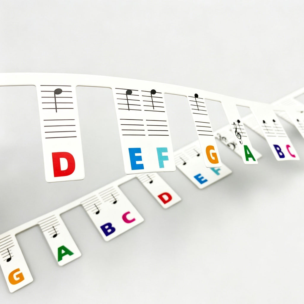 Black & Color Combo 2pcs 88 Key Piano Staff Note Strips