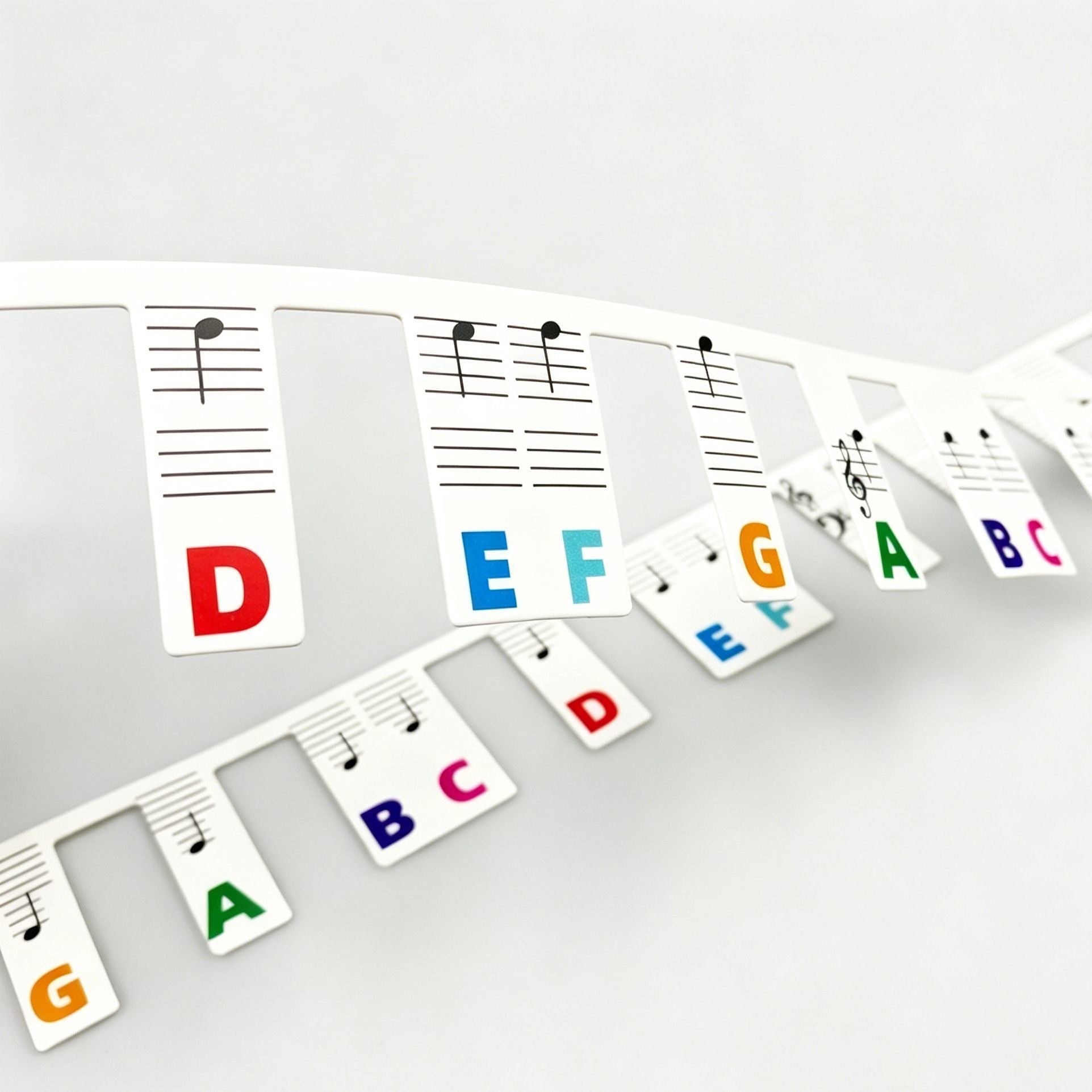 Black & Color Combo 2pcs 88 Key Piano Staff Note Strips