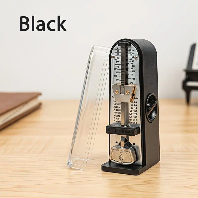 Portable Mini Mechanical Metronome – Battery-Free Instrument Beat Keeper, Universal Rhythm Training Aid for Piano, Guitar, Ukulele, and Wind Instruments(BLACK)