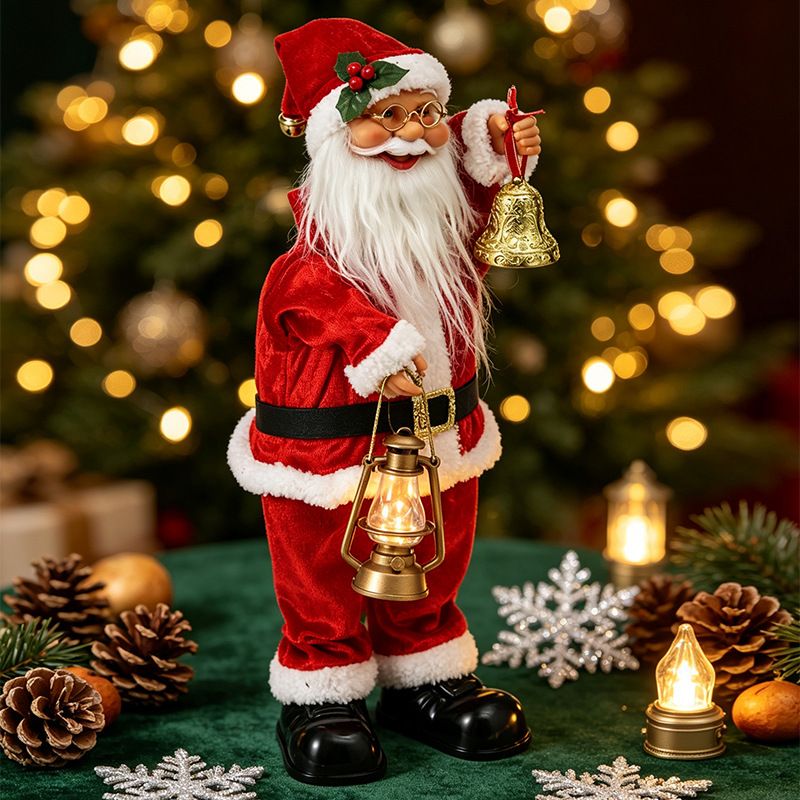 Electric Musical Santa Claus Figurine, About 45cm Tall with Music, Creative Standing Doll, Full of Holiday Atmosphere, Perfect Christmas Gift Choice
