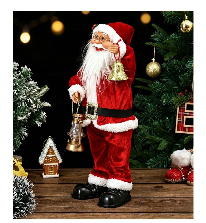 Electric Musical Santa Claus Figurine, About 45cm Tall with Music, Creative Standing Doll, Full of Holiday Atmosphere, Perfect Christmas Gift Choice