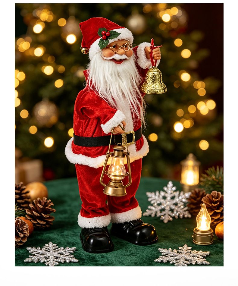 Electric Musical Santa Claus Figurine, About 45cm Tall with Music, Creative Standing Doll, Full of Holiday Atmosphere, Perfect Christmas Gift Choice