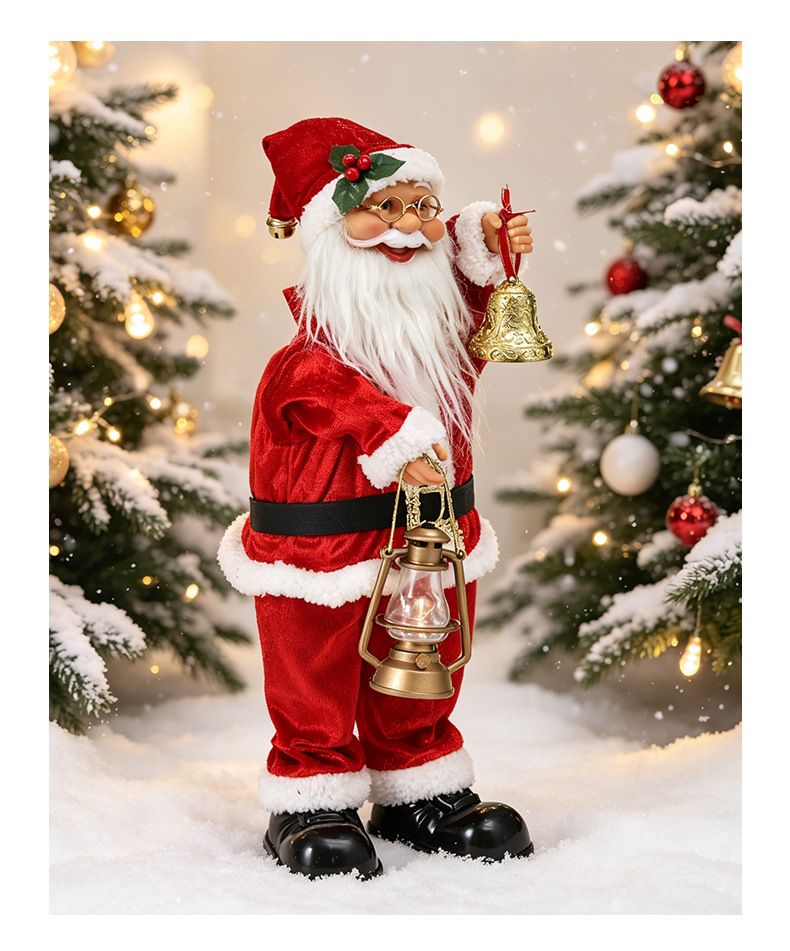 Electric Musical Santa Claus Figurine, About 45cm Tall with Music, Creative Standing Doll, Full of Holiday Atmosphere, Perfect Christmas Gift Choice