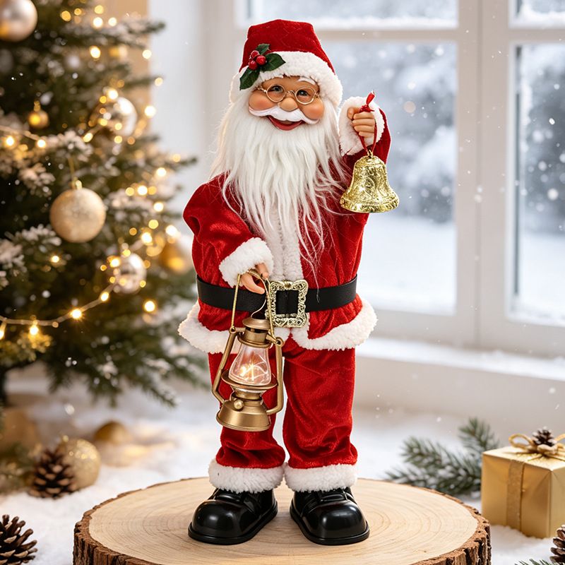 Electric Musical Santa Claus Figurine, About 45cm Tall with Music, Creative Standing Doll, Full of Holiday Atmosphere, Perfect Christmas Gift Choice