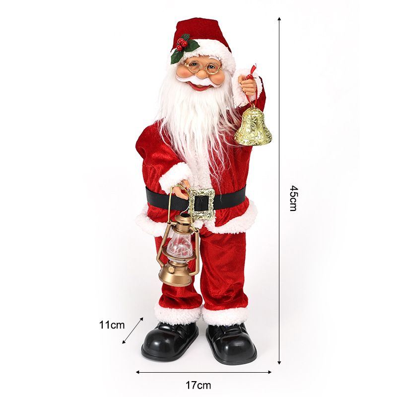 Electric Musical Santa Claus Figurine, About 45cm Tall with Music, Creative Standing Doll, Full of Holiday Atmosphere, Perfect Christmas Gift Choice