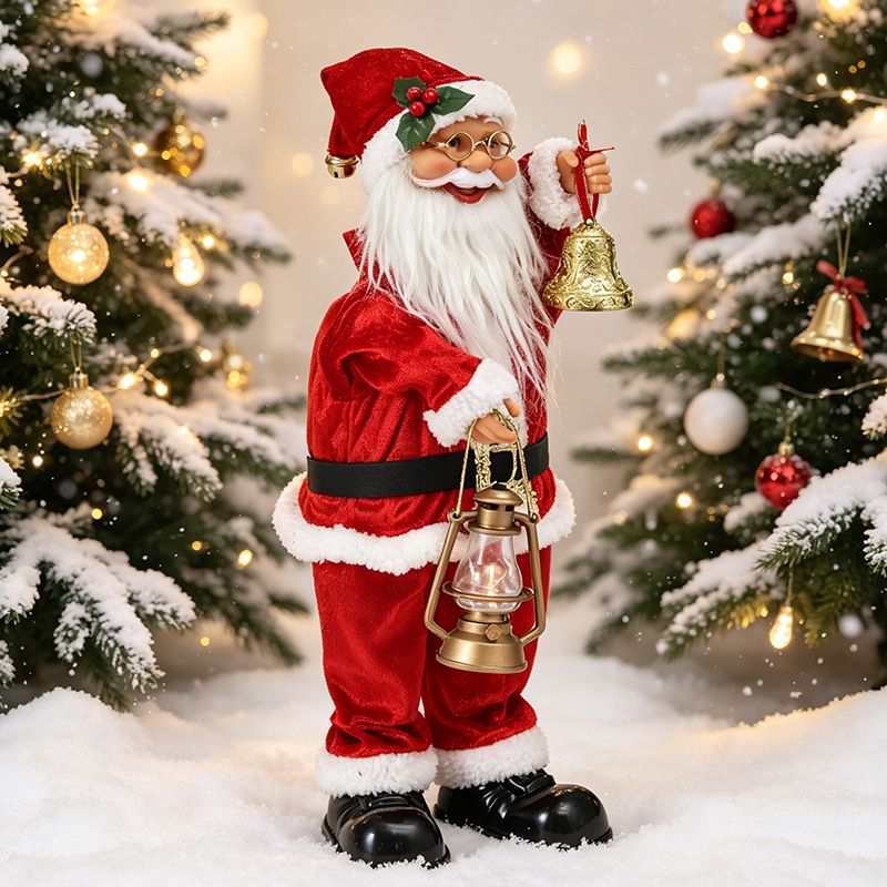 Electric Musical Santa Claus Figurine, About 45cm Tall with Music, Creative Standing Doll, Full of Holiday Atmosphere, Perfect Christmas Gift Choice