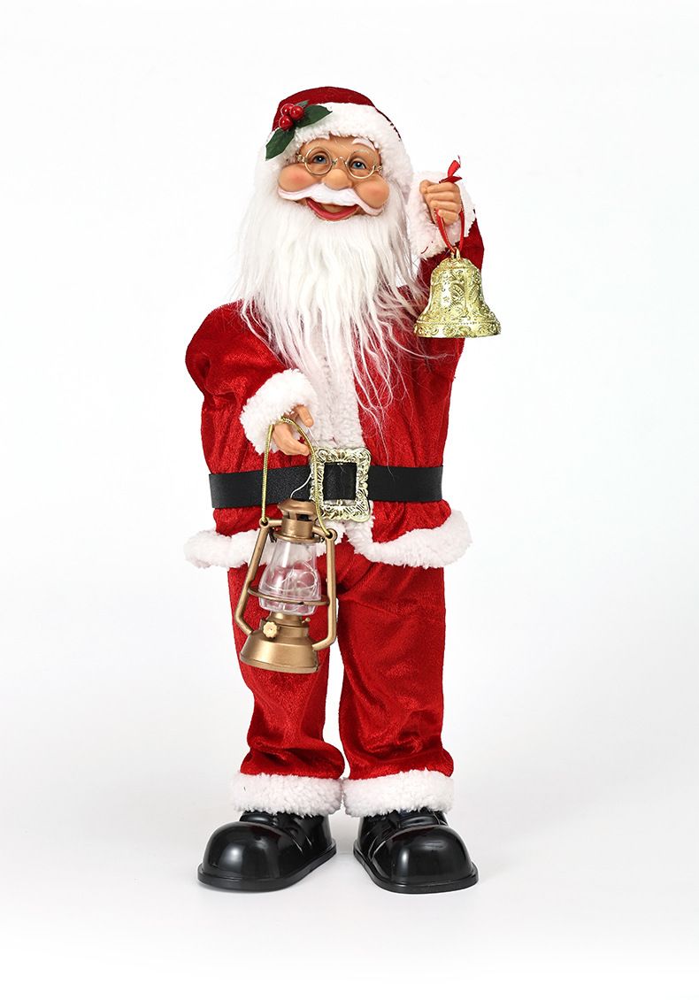 Electric Musical Santa Claus Figurine, About 45cm Tall with Music, Creative Standing Doll, Full of Holiday Atmosphere, Perfect Christmas Gift Choice