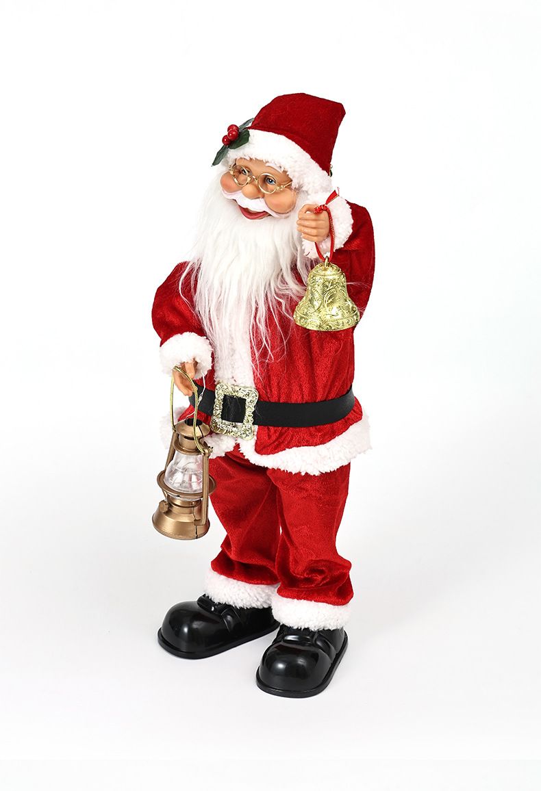 Electric Musical Santa Claus Figurine, About 45cm Tall with Music, Creative Standing Doll, Full of Holiday Atmosphere, Perfect Christmas Gift Choice